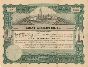 Great Western Oil Inc. - Stock Certificate